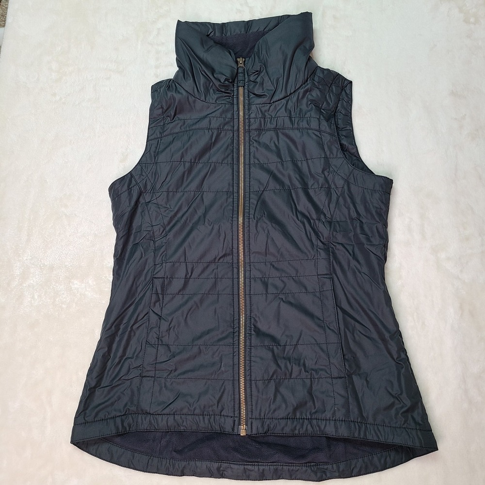 Columbia Puffer Vest Small Black Fleece Lined Pockets Gorpcore Cabincore